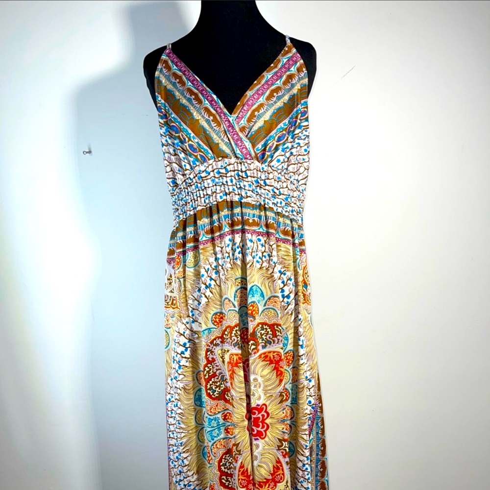 SHE'S COOL Maxi Dress smocked / Boho
spaghetti straps Size 1X